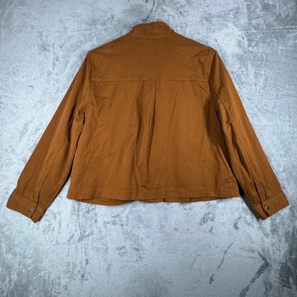 Garnet Hill‎ Jacket Womens Organic Cotton Utility Full Zip Snap Button Brown 18 - Picture 4 of 13
